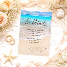 Cartão De Informações Ondas do Oceano Azul Casamento Tropical na Praia