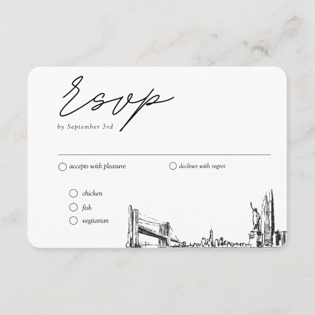 Cartão De Informações Opção de Refeição de Resposta Tradicional de Casam (Frente)