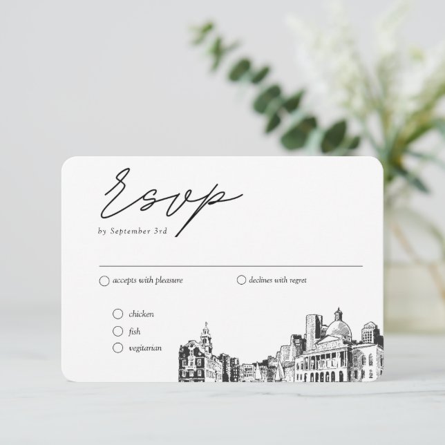 Cartão De Informações Opção de Refeição de RSVP Tradicional de Casamento (Em pé/Frente)