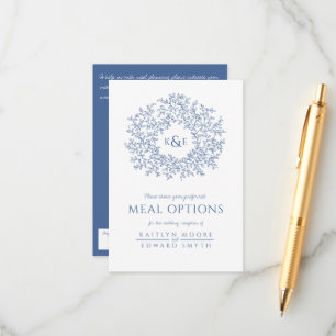 Cartão De Informações Opções de farinha de monograma de folha branca azu