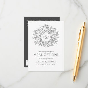 Cartão De Informações Opções de farinha de monograma de folha branca de 