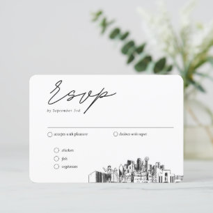 Cartão De Informações Opções Tradicionais de RSVP de Casamento de Dallas