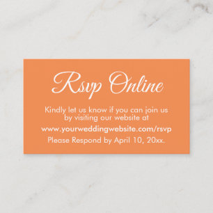 Cartão De Informações Orange Cream Weding RSVP Online Elegante Simples