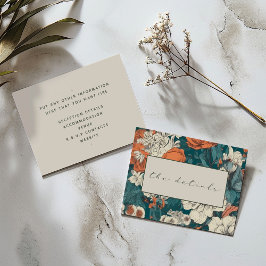 Cartão De Informações Orange Flowers Elegant Casou os detalhes