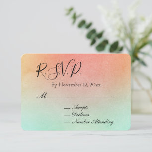 Cartão De Informações Orange Peach Mint Wedding RSVP