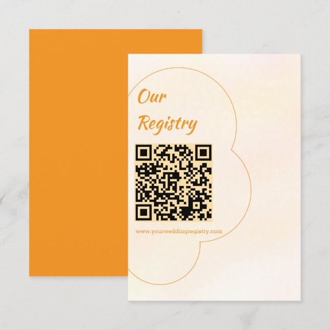 Cartão De Informações Orange Sunset Wedding Registry (Frente/Verso)