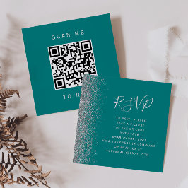 Cartão De Informações Orçamento Casamento Glitter Prata Código QR RSVP