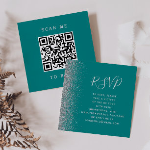 Cartão De Informações Orçamento Casamento Glitter Prata Código QR RSVP