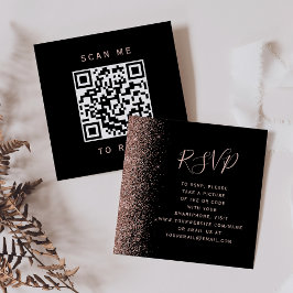 Cartão De Informações Orçamento Casamento QR Code RSVP em Preto e Dourad
