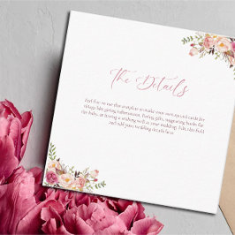 Cartão De Informações Orçamento Elegante Rosa Floral Casamento