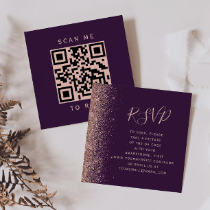 Cartão De Informações Orçamento Rosa Dourado Roxo Casamento Código QR RS