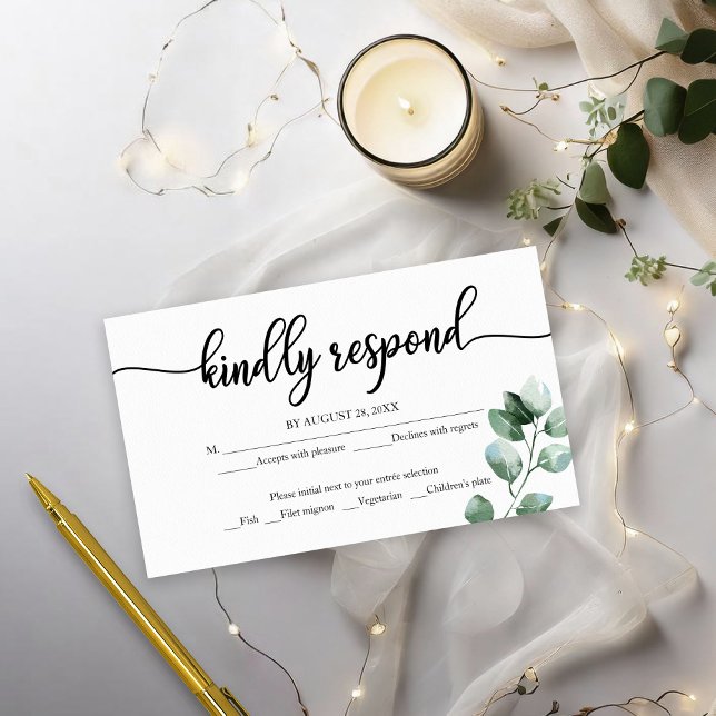 Cartão De Informações Orçamento Verde Eucalyptus Wedding RSVP (Criador carregado)