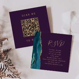 Cartão De Informações Orçamento Verde Teal Ágata Roxo Código QR Casament