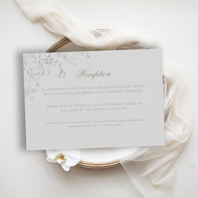 Cartão De Informações Orchids Reverie Ivory Formal Traditional Wedding (orchid wedding enclosure card reception art sketch romantic modern classic formal elegant ivory)