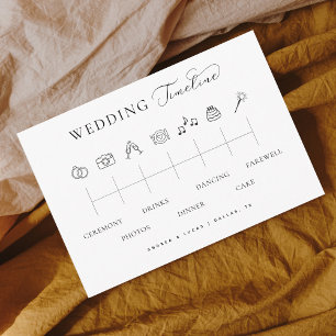 Cartão De Informações Ordem de Eventos Cronograma de Casamento com Letra