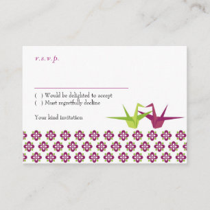 Cartão De Informações Origami Paper Crane Wedding