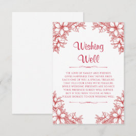 Cartão De Informações Ornamentado Vermelho Casamento Desejando Bem