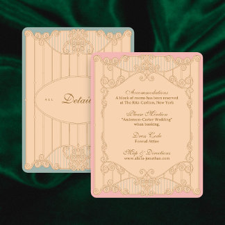 Cartão De Informações Ornate Art Nouveau Wedding Details Card