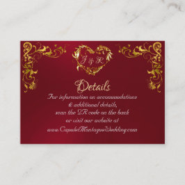 Cartão De Informações Ornate Frame & Heart - Red/Gold