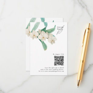 Cartão De Informações Orquídeas Brancas Florais Casamento Aquarela
