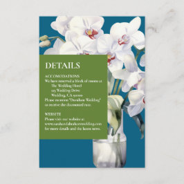 Cartão De Informações Orquídeas brancas Oceano - Detalhes Azuis