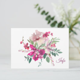 Cartão De Informações Orquídeas e Rosas de Aquarela Elegante