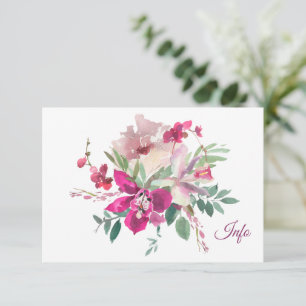 Cartão De Informações Orquídeas e Rosas de Aquarela Elegante