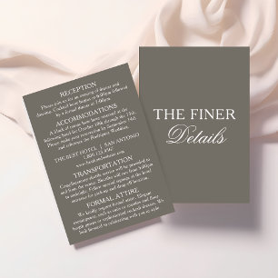 Cartão De Informações Os Detalhes Mais Finos Casamento Simples Taupe Bra
