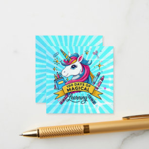 Cartão De Informações Ótimos 100 dias de Unicórnio de Aprendizado Mágico