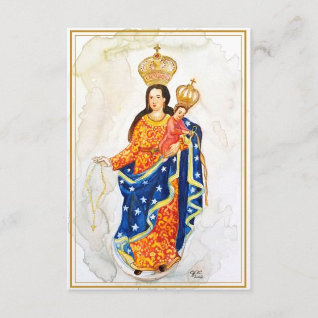 Cartão De Informações Our Lady of Las Lajas Prayer/Holy Card (Frente)
