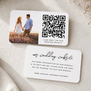 Cartão De Informações Our Wedding Website QR Code Simple Photo RSVP