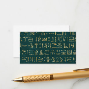 Cartão De Informações Ouro Egípcio Hieroglifos Typografia Egito