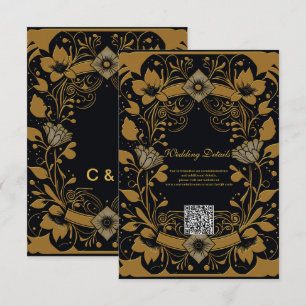 Cartão De Informações Ouro elegante e design preto