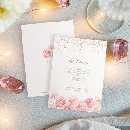 Cartão De Informações Ouro para caligrafia elegante e casamento floral p