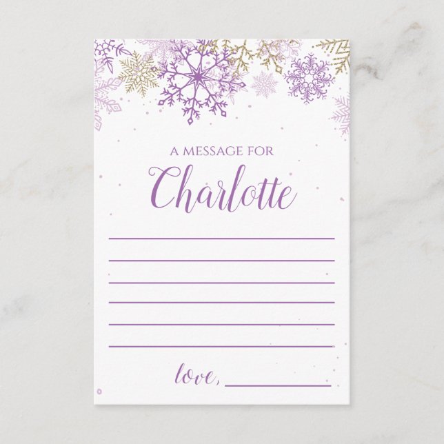 Cartão De Informações Ouro Púrpura de inverno Cápsula Horária (Frente)