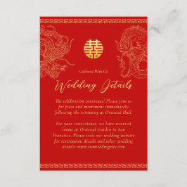Cartão De Informações Ouro vermelho detalhes do casamento chinês dragão 