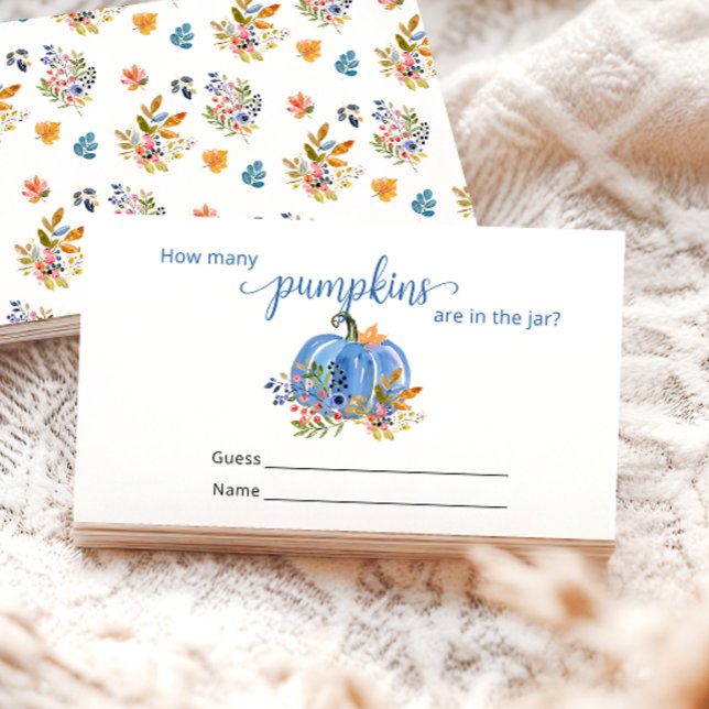 Cartão De Informações Outono Azul Quantos Pumpkins (Criador carregado)