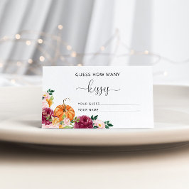 Cartão De Informações Outono burgundy adivinhe quantos beijos jogo de ca