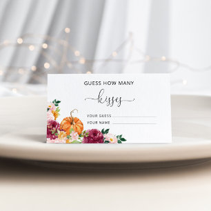 Cartão De Informações Outono burgundy adivinhe quantos beijos jogo de ca