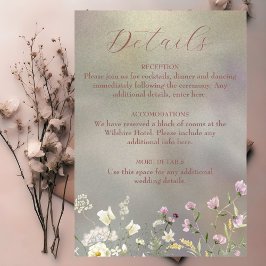 Cartão De Informações Outono Floral de Aquarela Elegante