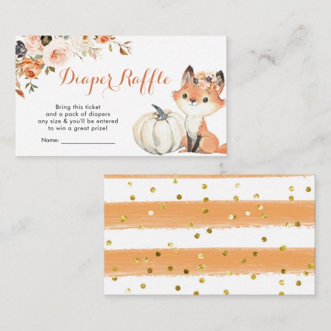 Cartão De Informações Outono Woodland Chá de fraldas Fralda Raffle (Frente/Verso)