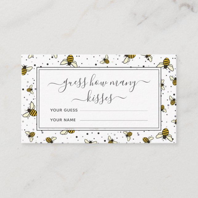 Cartão De Informações Padrão de Abelha Adivinhe Quantos Beijos Jogo de N (Frente)