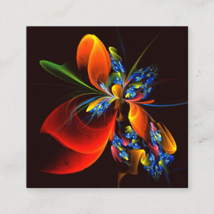Cartão De Informações Padrão de Abstrato de Arte Floral Azul Laranja Mod