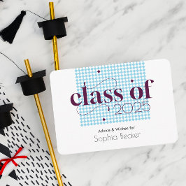 Cartão De Informações Padrão de Boné de formatura Azul Elegante moderno