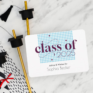 Cartão De Informações Padrão de Boné de formatura Azul Elegante moderno