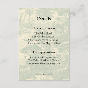 Cartão De Informações Padrão de Toalete da Selva Design Cênico Tropical