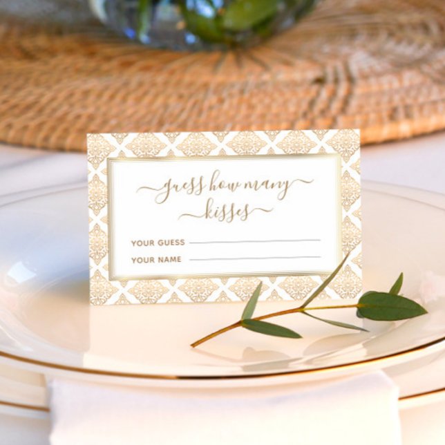 Cartão De Informações Padrão Dourado Adivinhe Quantos Beijos Jogo de Noi (Criador carregado)