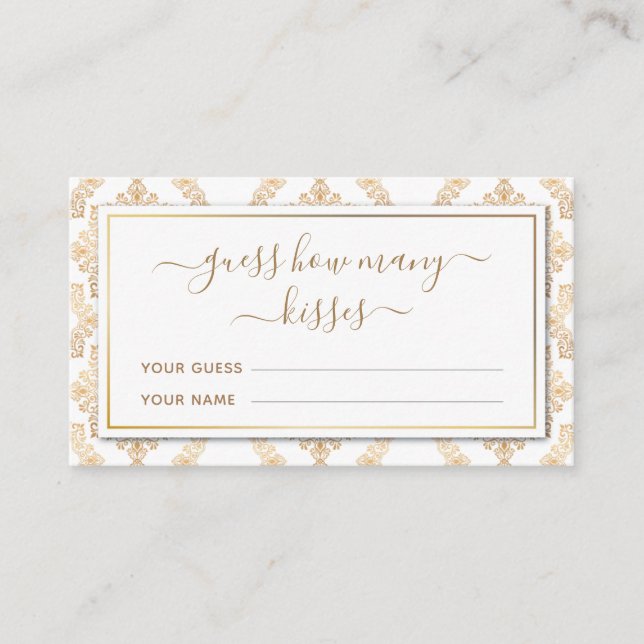 Cartão De Informações Padrão Dourado do Ornamentado adivinha quantos jog (Frente)