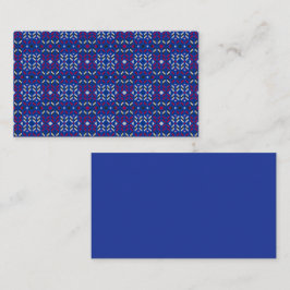 Cartão De Informações Padrão Geométrico Tradicional de Pixel em Azul Esc