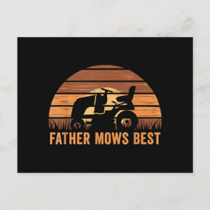 Cartão De Informações Padre Mows Best Lawn Care Pai Movendo Gordura